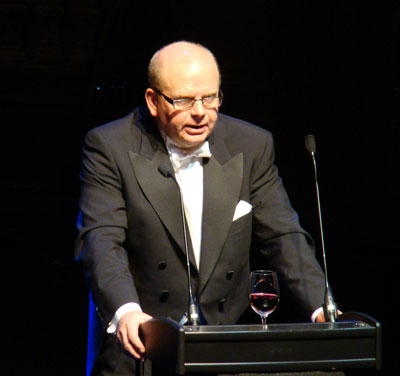 Landsbygdsminister/Minister of Rural Affairs Eskil Erlandsson höll talet efter middagen/made the speech after dinner.