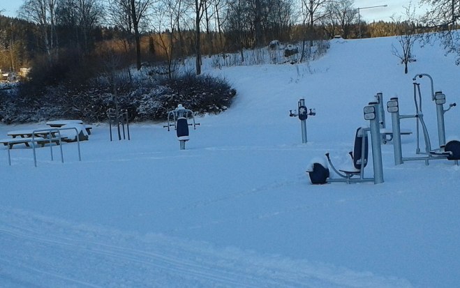 Gymmet. Inte särskilt lockande när det är -23 grader. / The gym. Not very tempting when it's 23 centigrades below.
