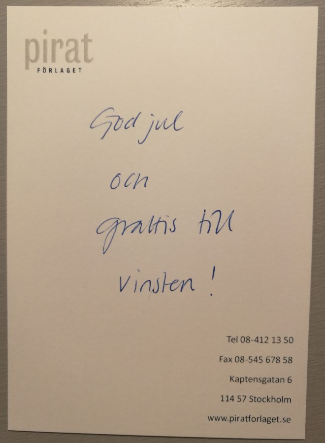 Meddelande från Piratförlaget./Message from Piratförlaget.