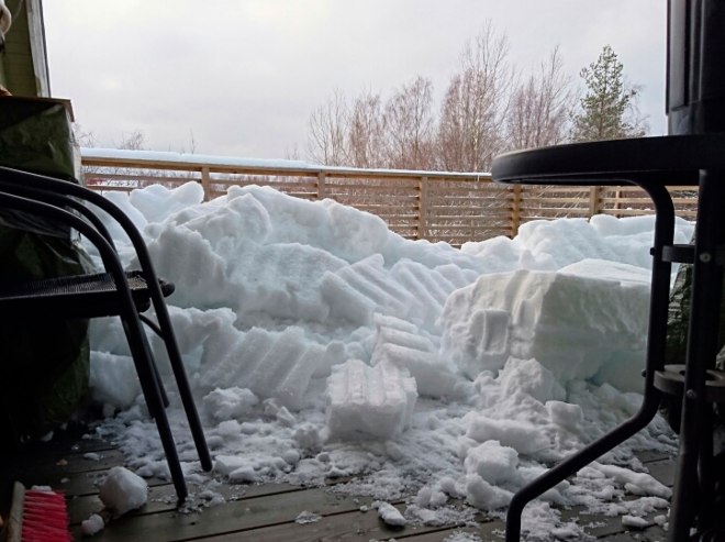 Is & snö från taket. Ice & snow from the roof.