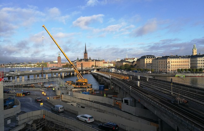 Utsikt från Slussen mot Stadshuset