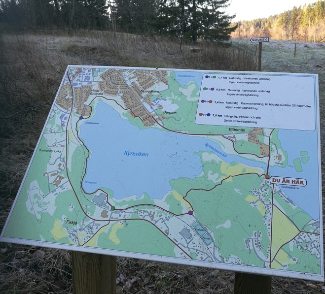 Skylt vid Naturstigens början