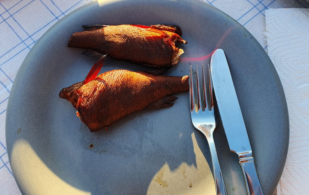Rökt abborre.