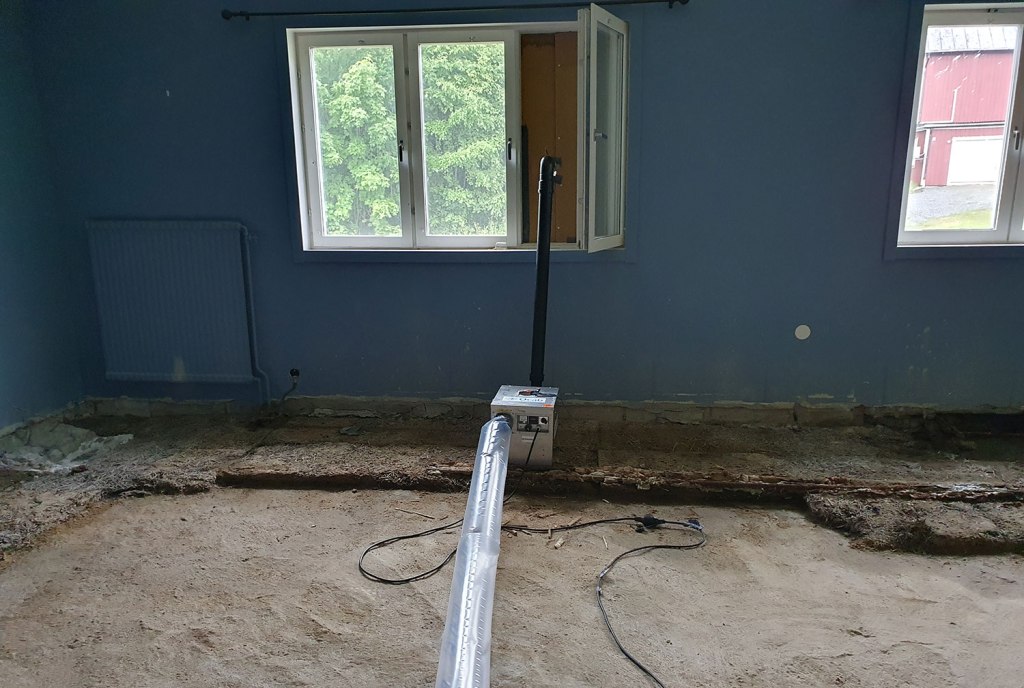 Torkaggregat i arbete.